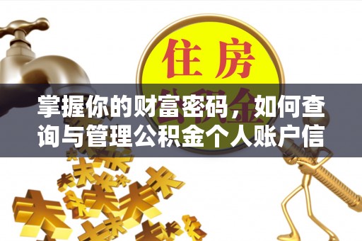 宕昌掌握你的财富密码，如何查询与管理公积金个人账户信息