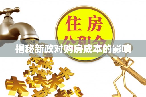 宕昌揭秘新政对购房成本的影响